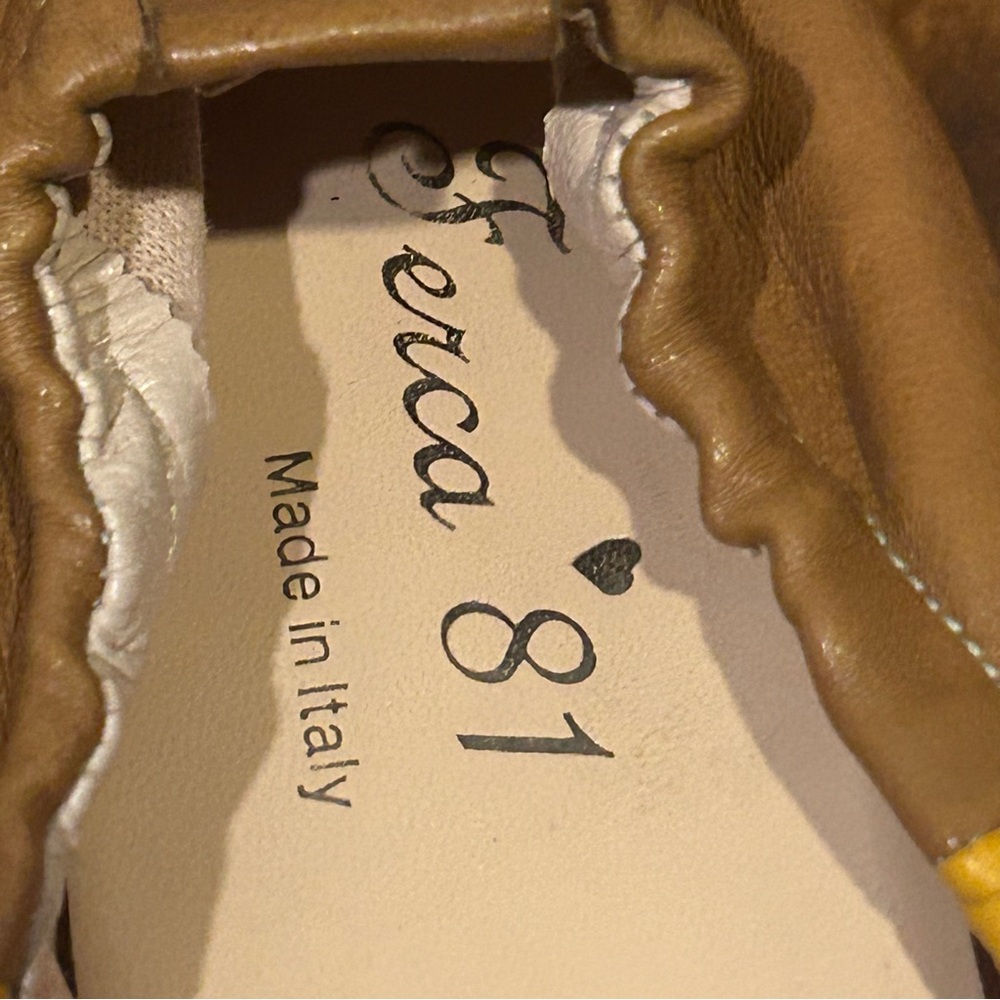 Ferca 81 Thi Tone Made in Italy Leather Ballet Flats Orange Yellow & Tan Size 39 - Picture 8 of 8